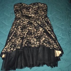 Tan and black layered dress